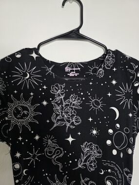Black Celestial Print Women's Bodycon Dress Size Small